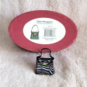 VTG 2004 FITZ AND FLOYD GLASS MENAGERIE MANHATTAN HANDBAG GLASS Zebra Stripe